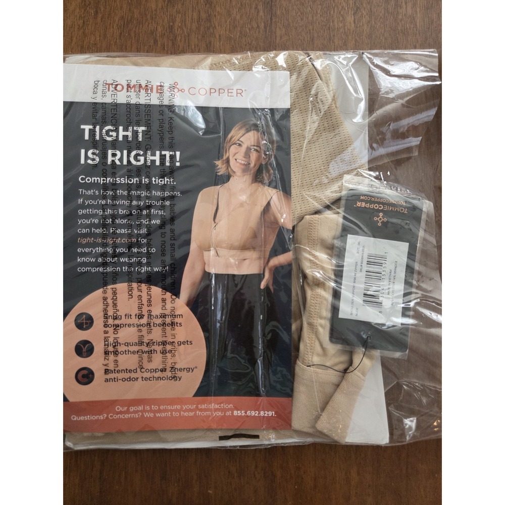 Tommie Copper Shoulder Support Bra With Zipper Women's 3xl Tight Is Right Nwt